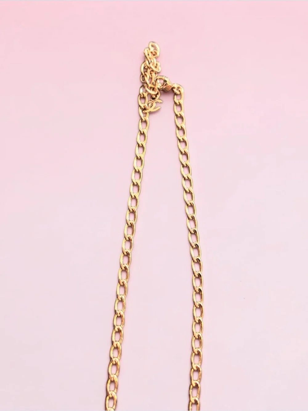 AUTHENTIC CHANEL CC Mirror Pendant Silver Necklace